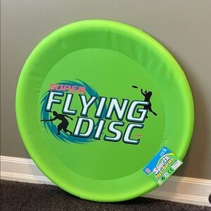 New wt tags Neon Green Super Flying Disc Jumbo Large Beach Frisbee Pool Party